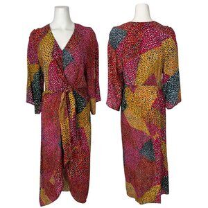 Anthropologie Bl-nk London Tori Wrap Midi Dress M Patchwork